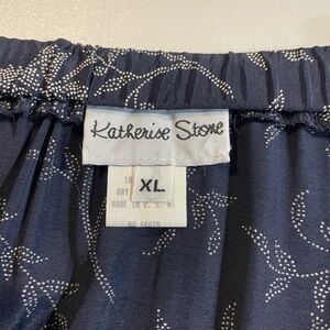 NWT Katherine Stone XL Chic Floral Slit Maxi Skirt Navy & Cream Vintage Floral